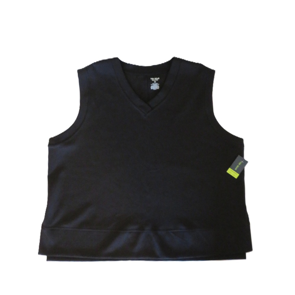 NWT 3X Tek Gear Ultracomfort Sleeveless Sweatshirt Vest V-Neck Black